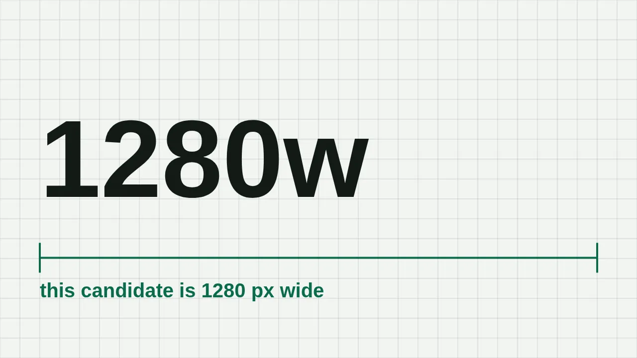 A drafting grid with the chosen candidate's width drawn on it in large type